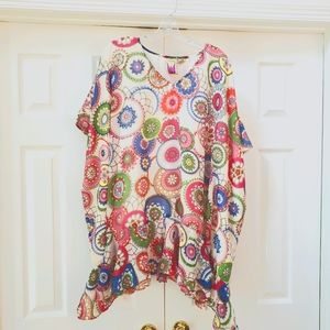 Floral Medallion Oversized Tunic Top 2X